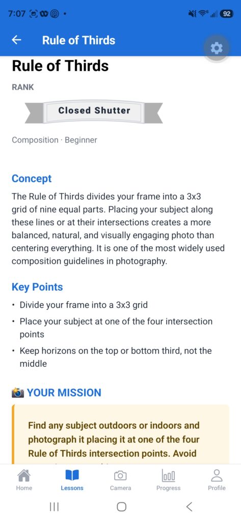 PhotoSensei lesson example